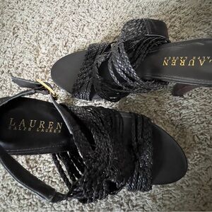 Pre owned Lauren Ralph Lauren Braided Leather Heels Size 8B No Box